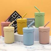 Baby Food Grade Silicone Straw Water Cup Training Leakproof Drop Resistant Drinking Cups