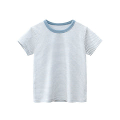 Baby Striped Pattern Casual Round Neck T Shirt Outfits