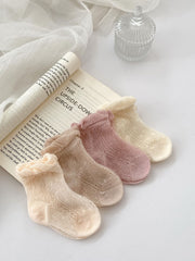 Summer Super Thin Breathable Socks For Girls: Baby Girls Solid Color Socks