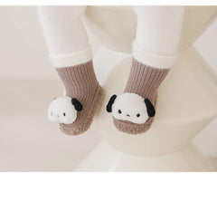 Thickened Winter Toddler Walking Socks – Mid-Calf Anti-Slip Cartoon Baby Floor Shoe Socks