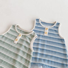 Summer Arrival Baby Unisex Casual Striped Sleeveless Rompers