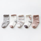 Baby Print Pattern Spring Autumn Cotton 1Bag=5Pairs Socks