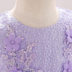 Baby Girl Floral Embroidered Pattern Full Moon Christening Sequins Tutu Dress