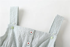 Baby Girl Plaid Graphic Strawberries Embroidery Snap Button Jumpsuit & Solid Tee Sets
