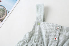 Baby Girl Plaid Graphic Strawberries Embroidery Snap Button Jumpsuit & Solid Tee Sets
