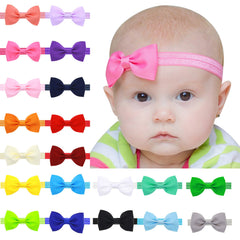 Newborn Baby Small Size Bow Patched Pattern Solid Color Elastic Headband