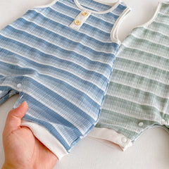Summer Arrival Baby Unisex Casual Striped Sleeveless Rompers