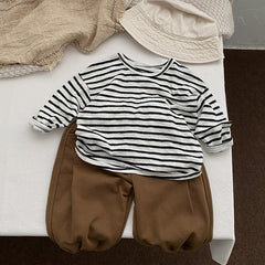 Baby Striped Graphic Long Sleeve Soft Cotton Loose Shirt