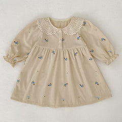 Autumn Hot Selling Baby Kids Girls Flowers Embroidered Pattern Long-sleeved Onesies and Dress – Princess Sister Matching Set