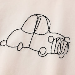 Baby Girl Car Emboidered Graphic Long Sleeve Loose Shirt