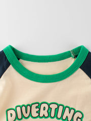 Boys Koala Cartoon Print Color Patchwork T-Shirt In European And American Style