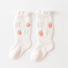 Baby Girl Floral Print Pattern Mesh Breathable High Tube Socks