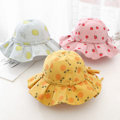 Baby Girl Floral Print Adjustable Design Sunshade Bucket Hats