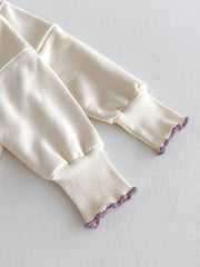 Cute and Versatile Two-Piece Set: Flowers Printed Top and Solid Color Pants for Baby Girls and Toddlers