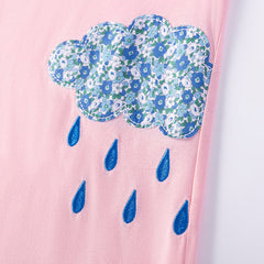 Summer Arrival Weather Elements Pattern Short Sleeves Dress for Stylish Girls