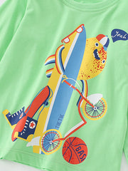Toddler Boy Cartoon Pattern Crewneck Casual Shirts