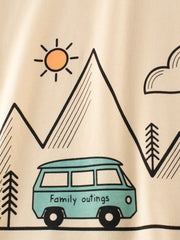 Boys Outing Scene Print T-Shirt In European And American Style For Summer