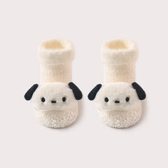 Thickened Winter Toddler Walking Socks – Mid-Calf Anti-Slip Cartoon Baby Floor Shoe Socks