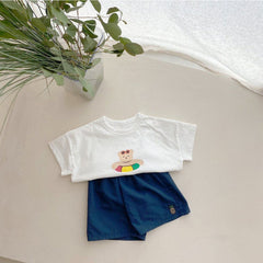 Baby Fruit Embroidered Pattern Summer Beach Comfy Shorts