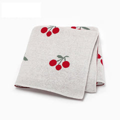 Knitted Cute And Sweet Cherry Soft Baby Blanket, Perfect For Newborn Boys And Girls