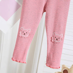 Autumn Arrival Elastic Baby Kids Girls Teddy Bear Pattern Cute Pants