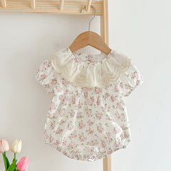 Summer Girls Floral Pattern Ruffle Collar Onesies OR Girls Dress