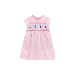 Summer Baby Girls Sleeveless Sailboat Pattern Striped Dress
