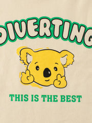 Boys Koala Cartoon Print Color Patchwork T-Shirt In European And American Style