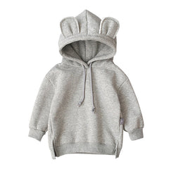 Baby Solid Color Animal Ear Patch Design Autumn Hoodie