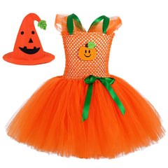 Arrival Girls’ Halloween Pumpkin Pattern Dress – Princess Cosplay Costume Set Party, and Stage Performance