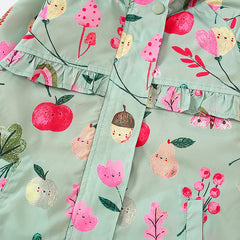 Baby Girl Flower And Fruit Pattern Zipper Design Beautiful Coat Windbreaker