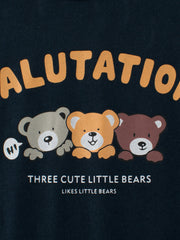 Boys Animal And Letters Print Color Patchwork T-Shirt In European And American Style