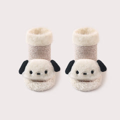 Thickened Winter Toddler Walking Socks – Mid-Calf Anti-Slip Cartoon Baby Floor Shoe Socks