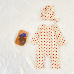 Baby Dot And Bear Pattern Long Sleeve Soft Cotton Jumpsuit