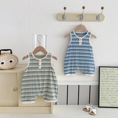 Summer Arrival Baby Unisex Casual Striped Sleeveless Rompers