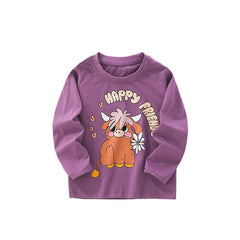 Autumn and Spring Arrival Animals Cartoon Pattern Long Sleeves Top for Stylish Boys