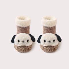 Thickened Winter Toddler Walking Socks – Mid-Calf Anti-Slip Cartoon Baby Floor Shoe Socks