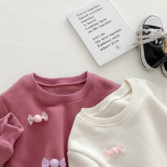 Baby Girl 3D Candy Patch Pattern Long Sleeves O-Neck Sweet Hoodies