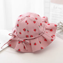 Baby Girl Floral Print Adjustable Design Sunshade Bucket Hats