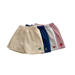 Baby Fruit Embroidered Pattern Summer Beach Comfy Shorts