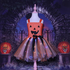Arrival Girls’ Halloween Pumpkin Pattern Dress – Princess Cosplay Costume Set Party, and Stage Performance