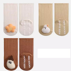 Baby Unisex Breathable Comfy Cartoon Animal Doll Socks Non-Slip Set