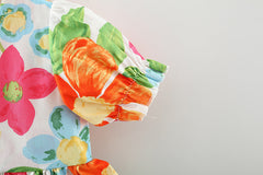 Baby Floral Pattern Short Sleeve Crewneck Dress with Purse