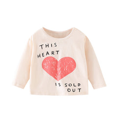 Baby Girl Heart Pattern Long Sleeve Kids Valentine Day Shirt