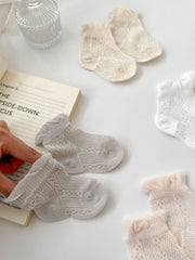 Pairs Summer Super Thin Breathable Socks For Girls: Baby Girls Floral Pattern Socks