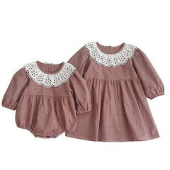Fashion Lace Collar Long Sleeve Baby Onesies OR Girl Dress