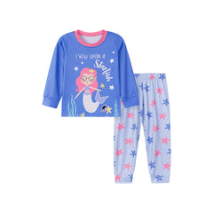MyKids-USA Spring and Autumn Baby Kids Girls Marine Cartoon Pattern Long Sleeves Pajamas Set