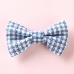 Girls Plaid Pattern Bow Tie Hair Fabric 2 pc. Clips Handmade Accessory