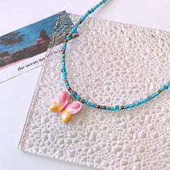Cute Children’s Butterfly Heart Clavicle Necklace Dopamine Girl Jewelry