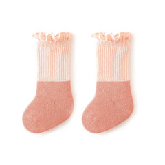 Baby Kids Unisex Color Patchwork Comfortable Ruffle Fringe Crew Socks